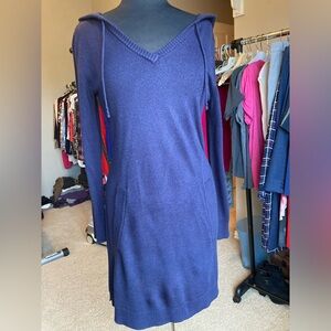 New York & Company deep purple sweater dress with hood, size small